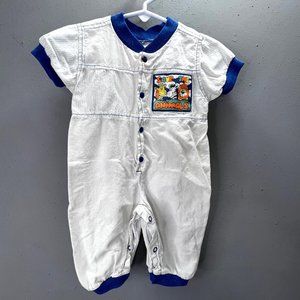 Vintage Jumpsuit Heart 2 Heart Baby One Piece Romper size 6 Mos Blue White